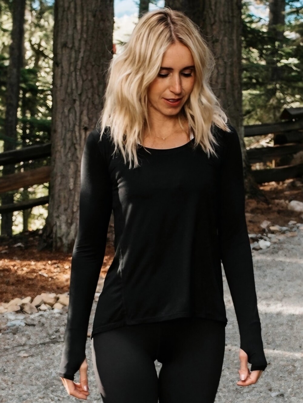 NWT Zyia Active Women's Black Bamboo Stretch Heavenly Long Sleeve Shirt Size XL.
